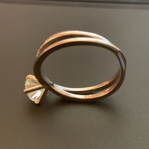 1ct D Moissanite Platinum Plated Ring - Picture 7 of 13